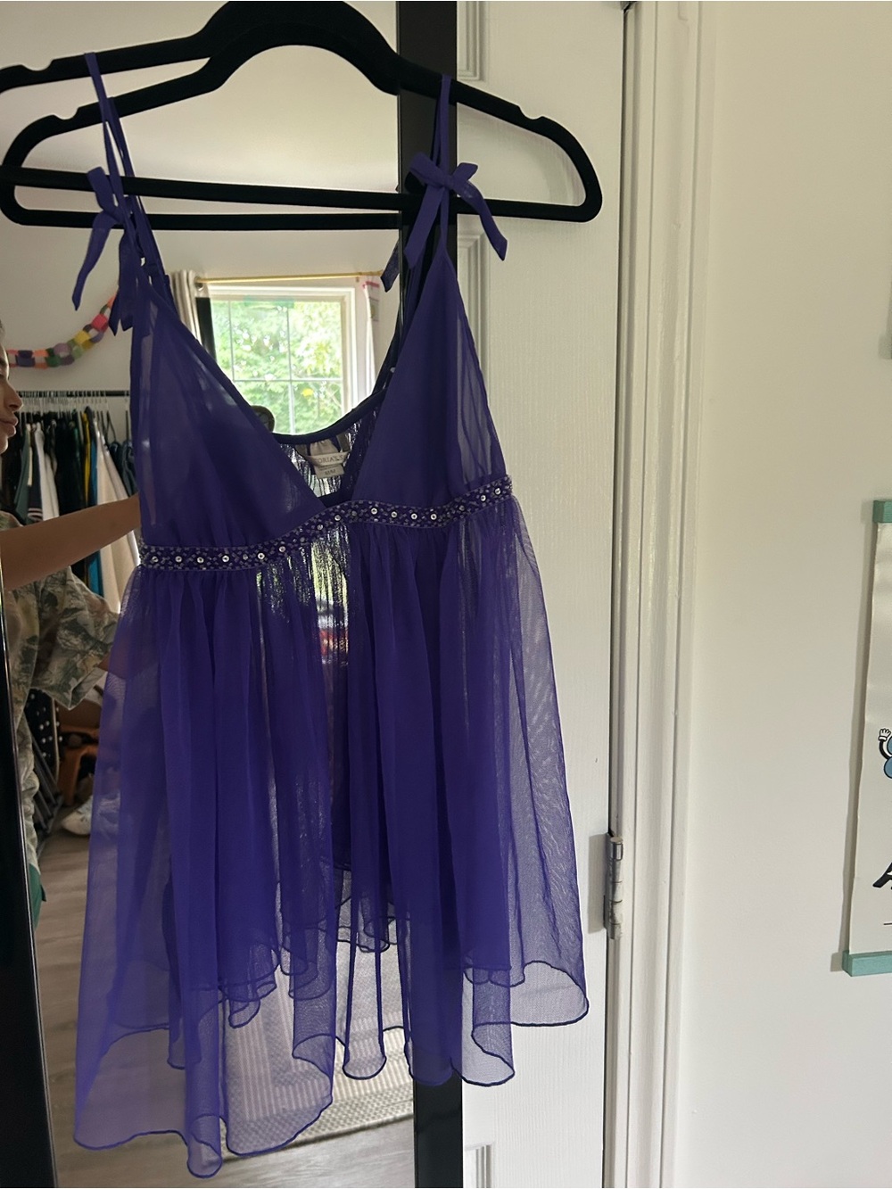 Victoria's Secret Purple Sheer Tie-Shoulder Babydoll Chemise